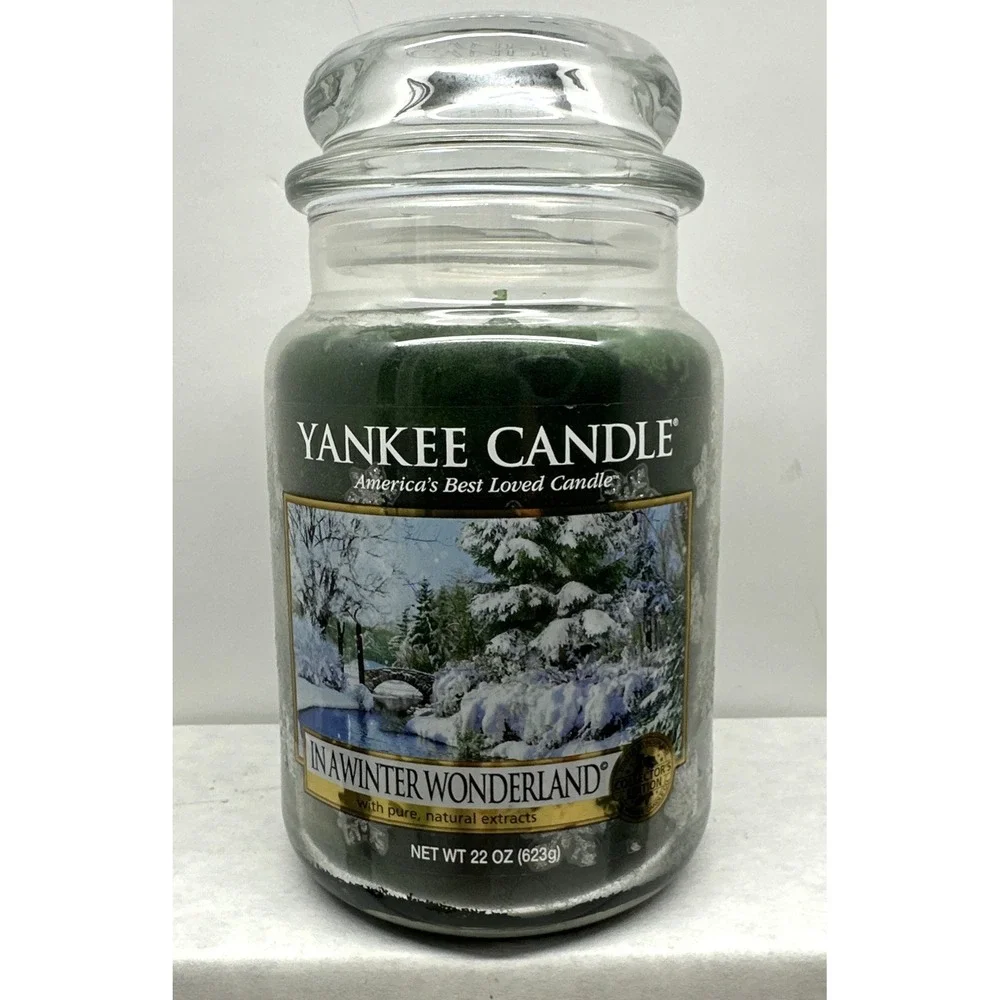 Yankee Candle Retired IN A WINTER WONDERLAND Large 22oz White Label Collectors